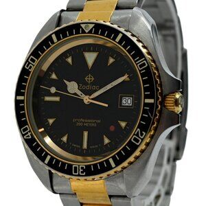 Zodiac 42mm Men's Professional Red Dot Black Dial Two Tone Dive Watch
